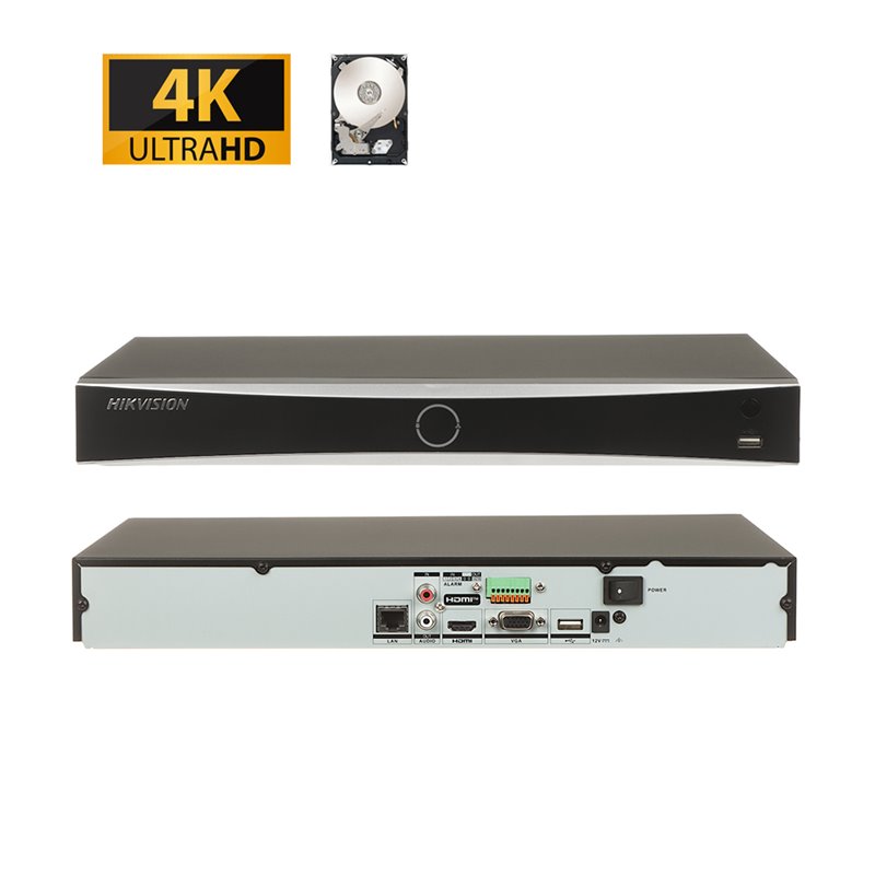 Hikvision NVR Registratore IP 16 Canali 12Mp acusense + Hard disk 2Tb - DS-7616NXI-K2