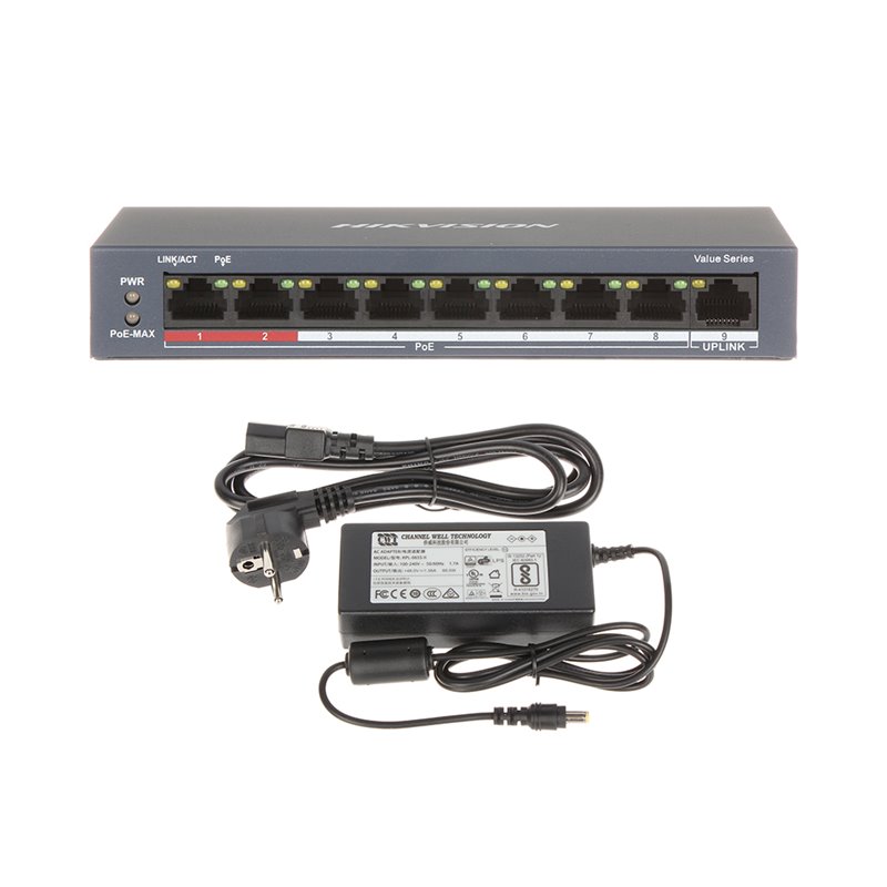 Hikvision Switch 8 Porte PoE 1 Porta Uplink - DS-3E0109P-E/M