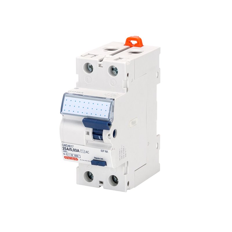 Gewiss Interruttore differenziale puro - IDP NA - 2P 25A tipo AC istantaneo IDN0,03A 230V - 2 moduli - GWD4617