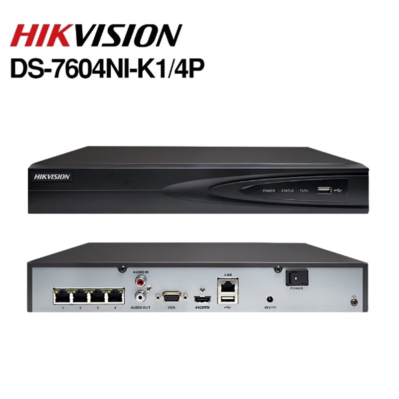 Hikvision NVR 4 Canali + Hard disk 1TB - DS-7604NI-K1/4P