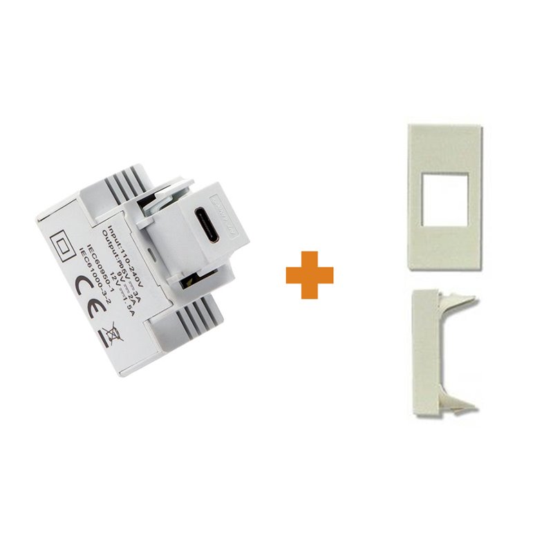 Fanton caricatore 1 USB-C 3A Ricarica rapida 18W da incasso Legrand vela bianco - 82901