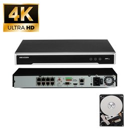 Hikvision NVR 8 canali 8MP 4K ultra hd + HDD 1Tb con 8 porte Poe - DS-7608NI-K2/8P