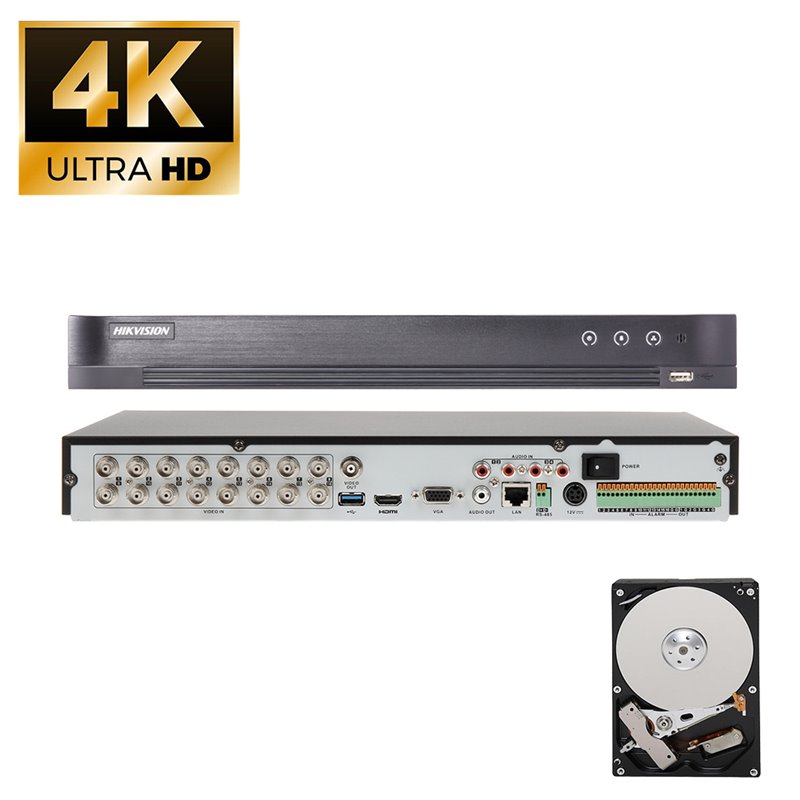 Hikvision DVR 5in1 16 canali 8 canali Ip 8MP 4K ultra HD + HDD 2Tb - DS-7216HUHI-K2/A