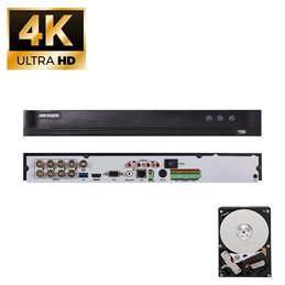 Hikvision DVR 8 canali analogico 8 canali Ip 8MP 4K ultra HD + HDD 1tb con porte Poc - DS-7208HUHI-K2/P