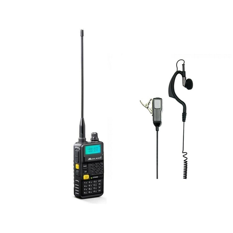 Midland CT590-S Ricetramettitore VHF/UHF dual band C1354 + Auricolare microfono MA21-LK