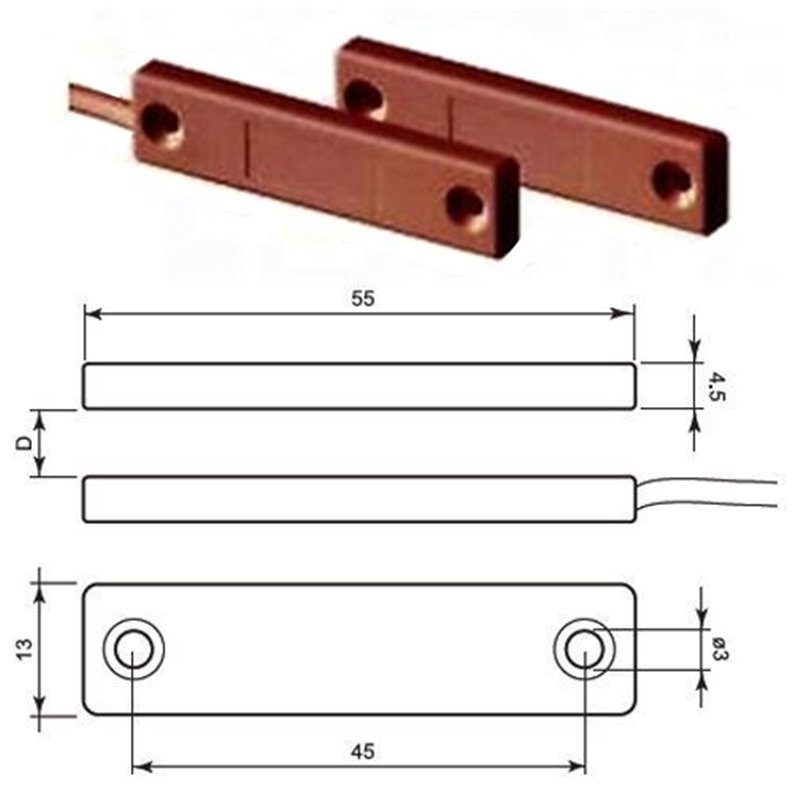 Eaton Csa contatto piatto marrone incasso + cavo mt.3 - 401-TF-M-3