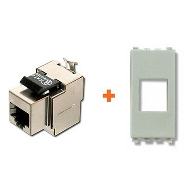 Presa di rete RJ45 CAT.6 STP compatibile Vimar Eikon bianca schermata