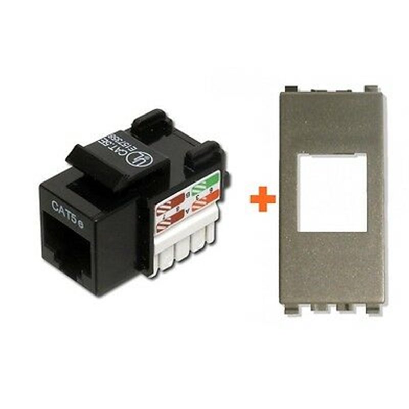 Intellinet  presa di rete cat.5e utp rj45 compatibile Vimar Eikon Next grigio metallizzato