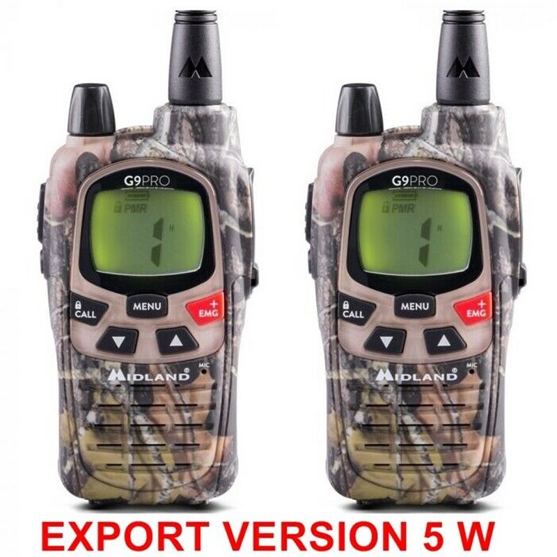 Midland ricetrasmettitore camo mimetico G9 PRO EXPORT 5W pmr lpd 446Mhz (2 pezzi)