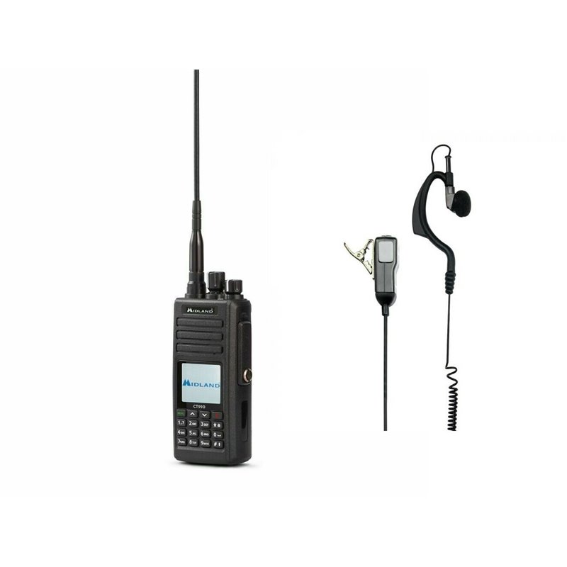 Midland CT990-EB ricetrasmettitore radioamatoriale dual band 10W + Auricolare microfono MA21-LK