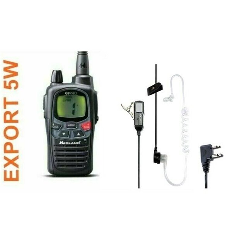 Midland ricetrasmittente pmr lpd 433Mhz G9 PRO EXPORT 5W + Auricolare MA31L