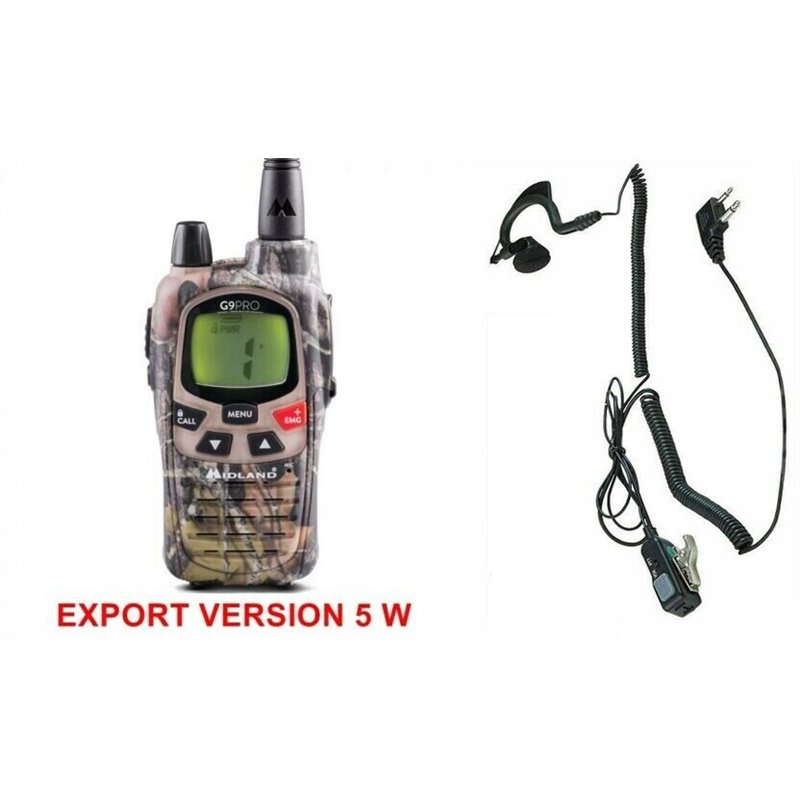 Midland ricetrasmettitore camo mimetico pmr lpd 446Mhz G9 PRO EXPORT 5W  + Auricolare