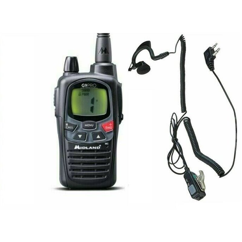 Midland ricetrasmittente pmr lpd 446Mhz G9 PRO + Auricolare MA21L