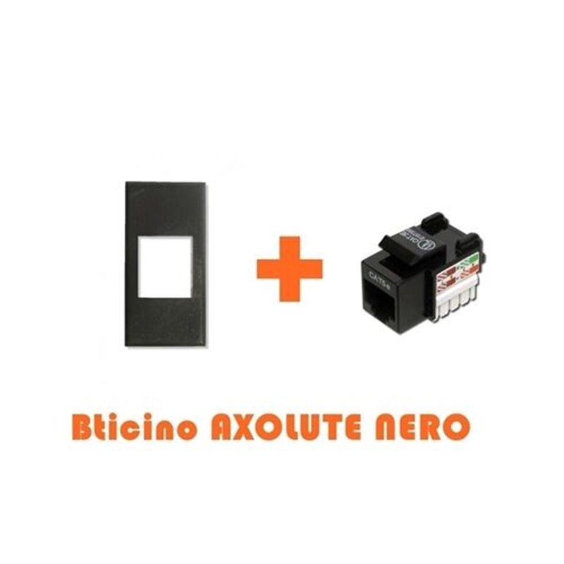 Presa di rete Lan CAT.5e utp tipo Bticino axolute nero grigio scuro RJ45 small