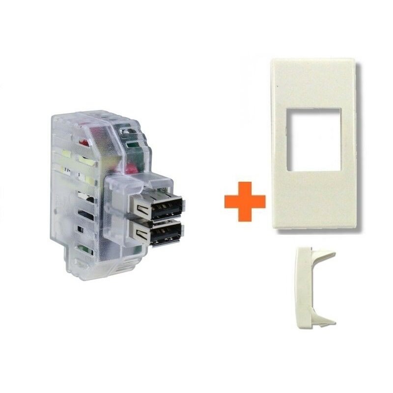 Fanton caricatore doppia presa USB AA 5V 2,4A compatibile Legrand Cross bianca - 82892-CR