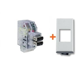 Fanton caricatore doppia presa USB AA 5V 2,4A compatibile Bticino Axolute bianco - 82892-AB