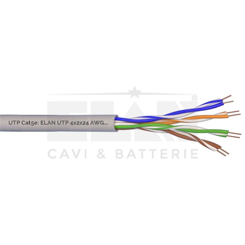 Elan cavo di rete CAT.5e UTP 4x2x24AWG 100% rame 50Mt o 100Mt o 305Mt - 098243