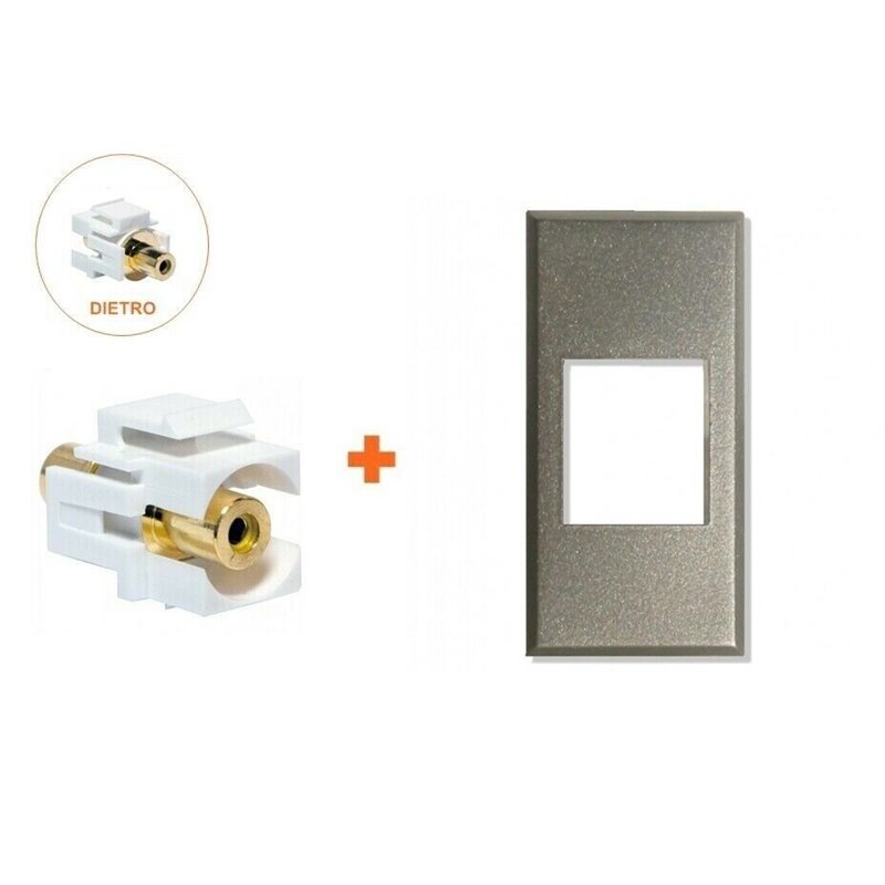 Keystone presa RCA gialla compatibile Bticino axolute argento grigio chiaro