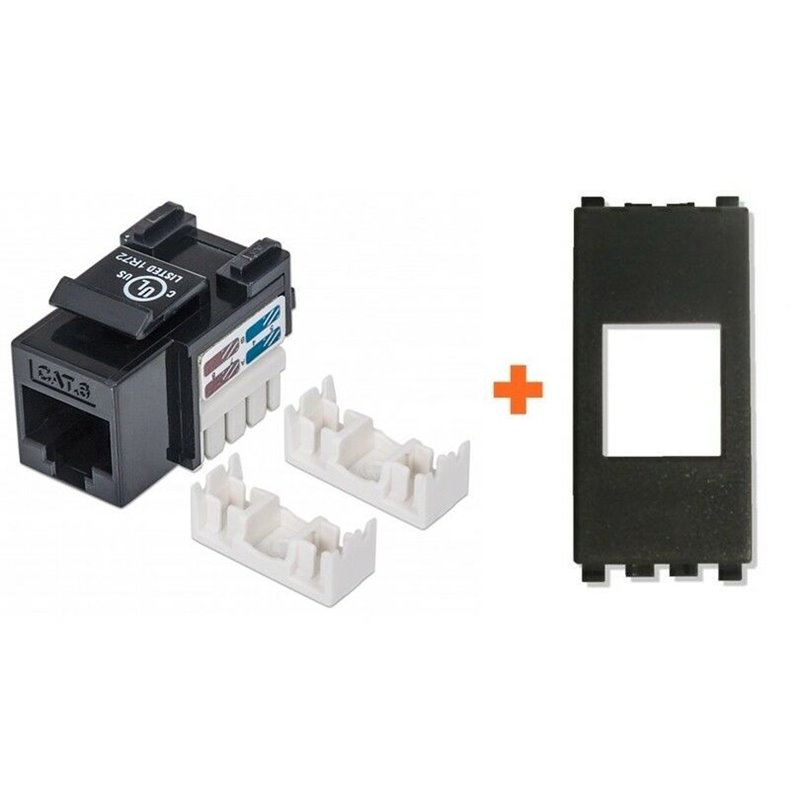 Intellinet presa rete cat.6 utp RJ45 schermata compatibile Vimar Arke nera