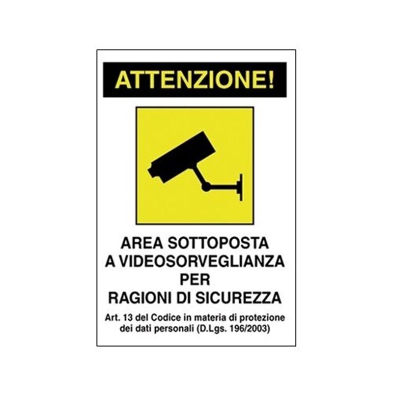 PRINT Cartello adesivo area telecamere misure 18x12 vetrofania all'interno