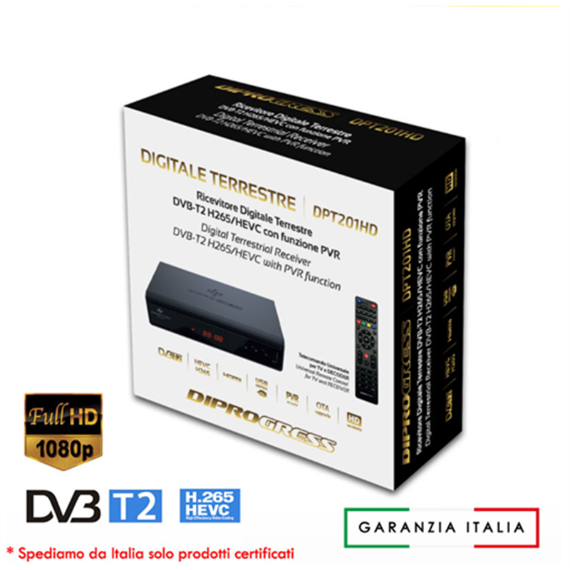 Diprogress Decoder Digitale Terrestre DVB-t2 HEVC H265 PVR DPT201HD