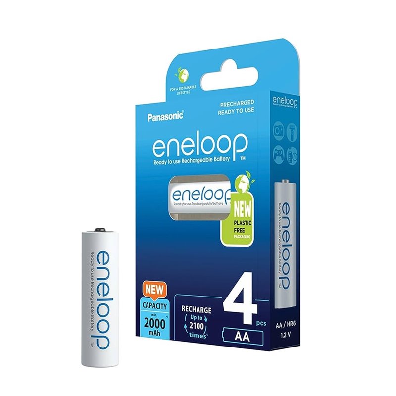 Eneloop Panasonic batterie ricaricabili 4 stilo AA 2000 mAh BK-3MCCE