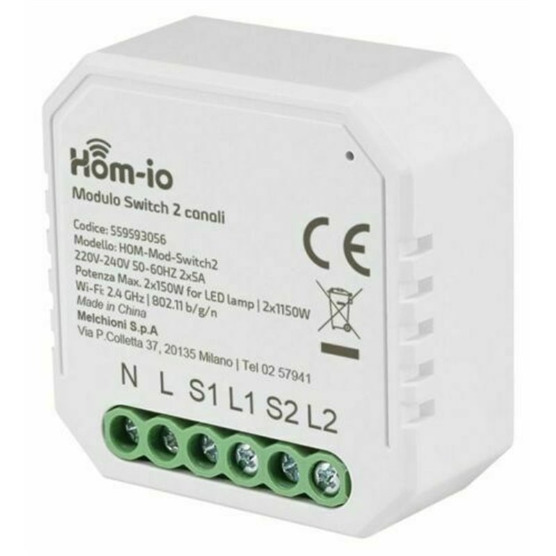 HOM-IO modulo dual switch  da incasso 10A 2 canali wifi domotica smart 559593056