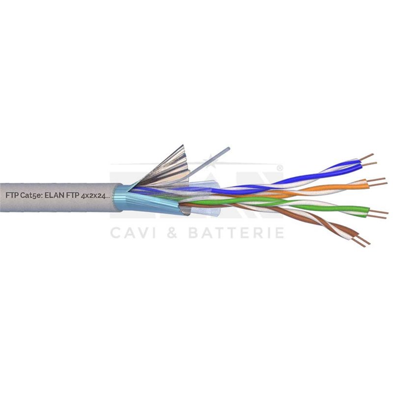 Elan cavo rete CAT.5E FTP 4x2x24AWG 100% rame 50Mt o 100Mt o 305Mt - 098243S